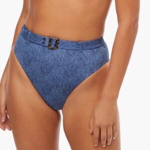 WEWOREWHAT Emily high waisted belt bikini bottom in denim